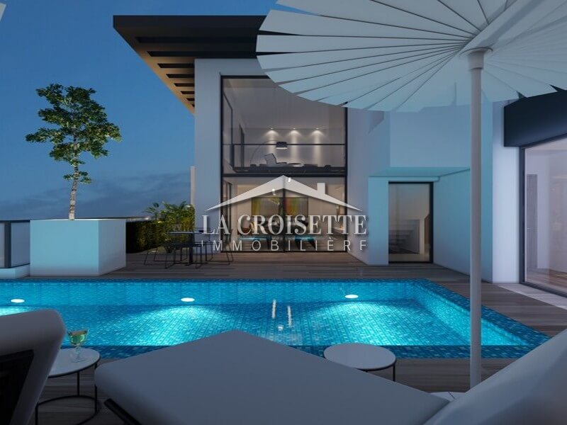 Penthouse S+3 avec terrasse et piscine aux Jardins de Carthage